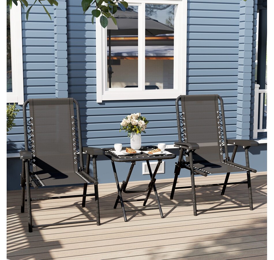 Image 938488_ALTMORE7.jpg, Product 938-488 / Price $119.99 - $124.99, Outsunny 3 Pieces Patio Bistro Set, Outdoor Folding Chairs & Table Set from Outsunny on TSC.ca's Home & Garden department