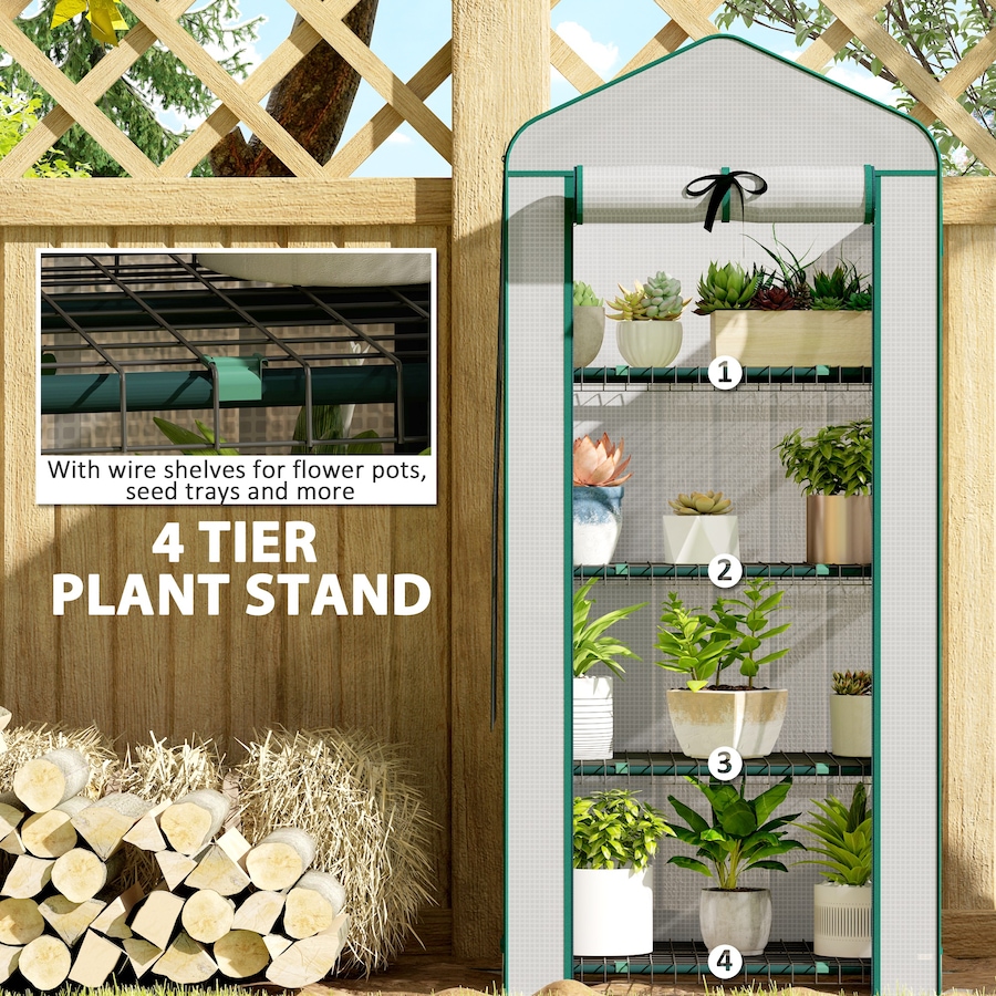 Image 938500_ALTMORE5.jpg, Product 938-500 / Price $59.99, Outsunny Mini Greenhouse with Screen Roof, Portable Small Greenhouse, White from Outsunny on TSC.ca's Home & Garden department