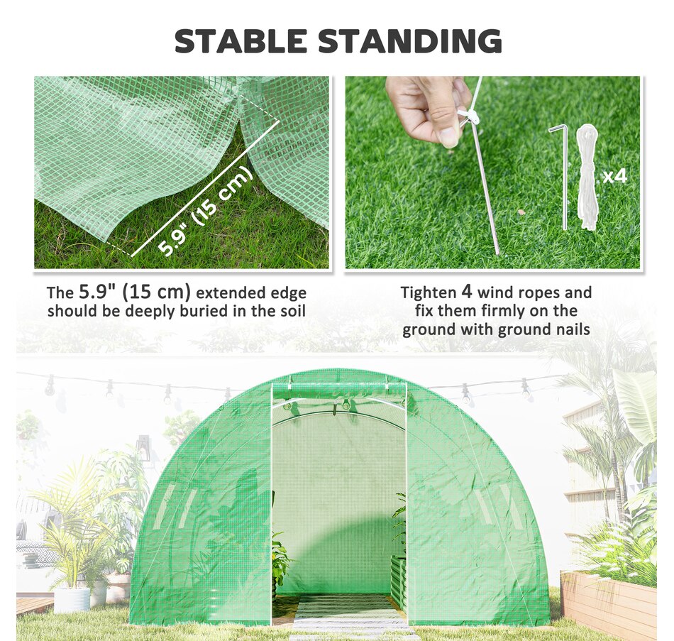 Image 938501_ALTMORE4.jpg, Product 938-501 / Price $114.99, Outsunny Walk-In Tunnel Greenhouse, Plant Hot House with Zipper Door, Green from Outsunny on TSC.ca's Home & Garden department