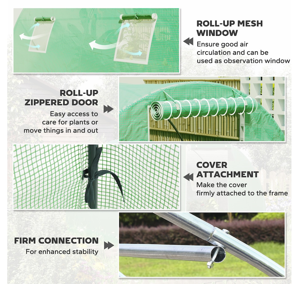 Image 938501_ALTMORE5.jpg, Product 938-501 / Price $114.99, Outsunny Walk-In Tunnel Greenhouse, Plant Hot House with Zipper Door, Green from Outsunny on TSC.ca's Home & Garden department