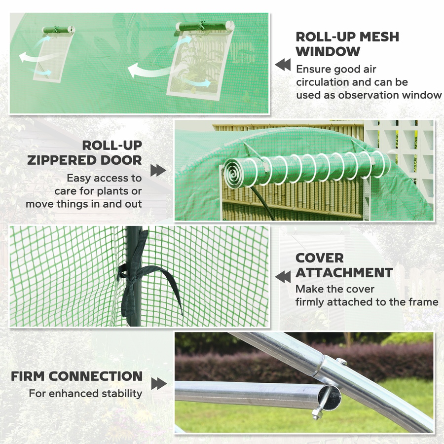 Image 938501_ALTMORE5.jpg, Product 938-501 / Price $109.99, Outsunny Walk-In Tunnel Greenhouse, Plant Hot House with Zipper Door, Green from Outsunny on TSC.ca's Home & Garden department