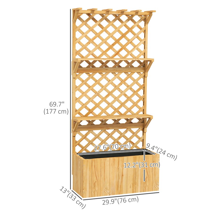 Image 938506_ALTMORE2.jpg, Product 938-506 / Price $139.99, Outsunny Raised Garden Bed with Trellis and Plant Shelf, Nature Wood from Outsunny on TSC.ca's Home & Garden department