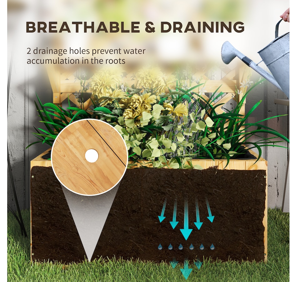 Image 938506_ALTMORE4.jpg, Product 938-506 / Price $139.99, Outsunny Raised Garden Bed with Trellis and Plant Shelf, Nature Wood from Outsunny on TSC.ca's Home & Garden department