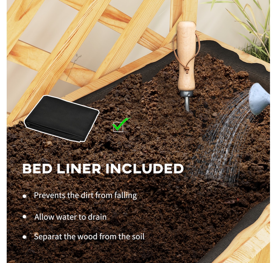 Image 938506_ALTMORE5.jpg, Product 938-506 / Price $139.99, Outsunny Raised Garden Bed with Trellis and Plant Shelf, Nature Wood from Outsunny on TSC.ca's Home & Garden department