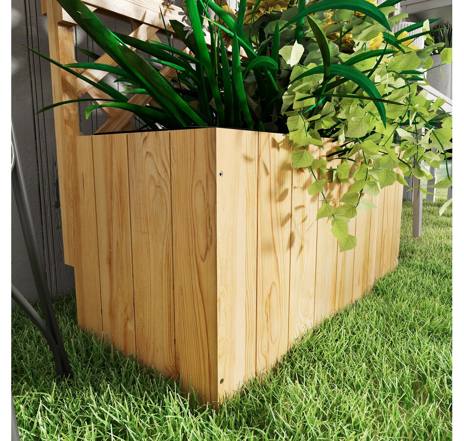 Image 938506_ALTMORE7.jpg, Product 938-506 / Price $139.99, Outsunny Raised Garden Bed with Trellis and Plant Shelf, Nature Wood from Outsunny on TSC.ca's Home & Garden department