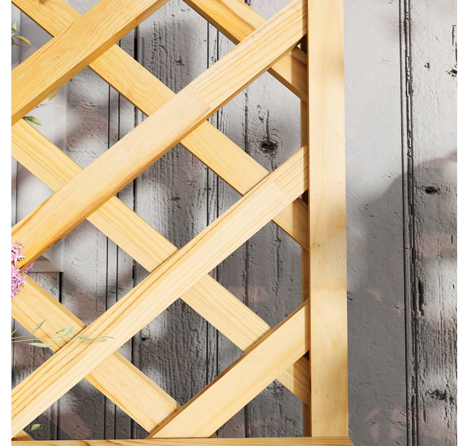 Image 938506_ALTMORE8.jpg, Product 938-506 / Price $139.99, Outsunny Raised Garden Bed with Trellis and Plant Shelf, Nature Wood from Outsunny on TSC.ca's Home & Garden department