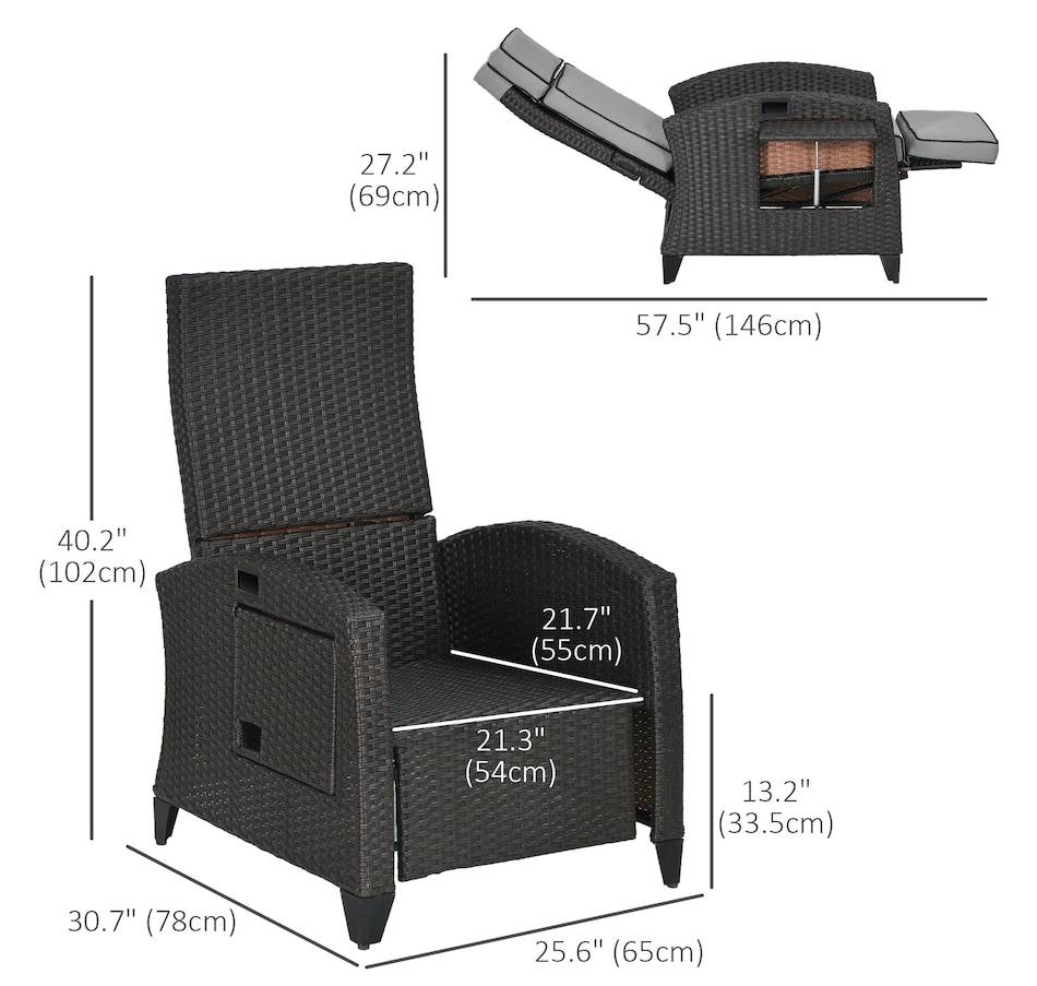 Image 938513_ALTMORE10.jpg, Product 938-513 / Price $309.99 - $319.99, Outsunny Outdoor Recliner Chair with Adjustable Backrest, Cushion from Outsunny on TSC.ca's Home & Garden department