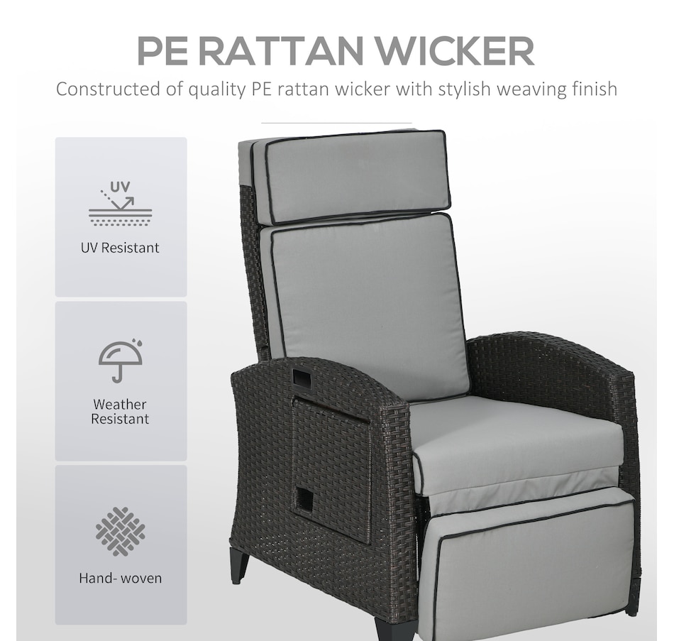 Image 938513_ALTMORE12.jpg, Product 938-513 / Price $309.99 - $319.99, Outsunny Outdoor Recliner Chair with Adjustable Backrest, Cushion from Outsunny on TSC.ca's Home & Garden department