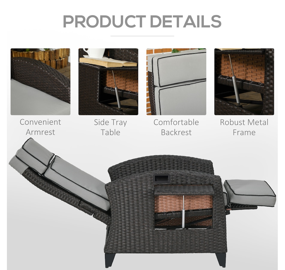 Image 938513_ALTMORE13.jpg, Product 938-513 / Price $309.99 - $319.99, Outsunny Outdoor Recliner Chair with Adjustable Backrest, Cushion from Outsunny on TSC.ca's Home & Garden department