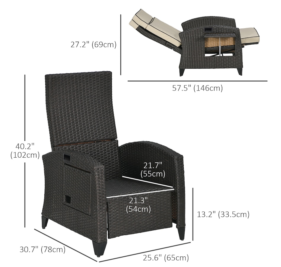 Image 938513_ALTMORE2.jpg, Product 938-513 / Price $309.99 - $319.99, Outsunny Outdoor Recliner Chair with Adjustable Backrest, Cushion from Outsunny on TSC.ca's Home & Garden department