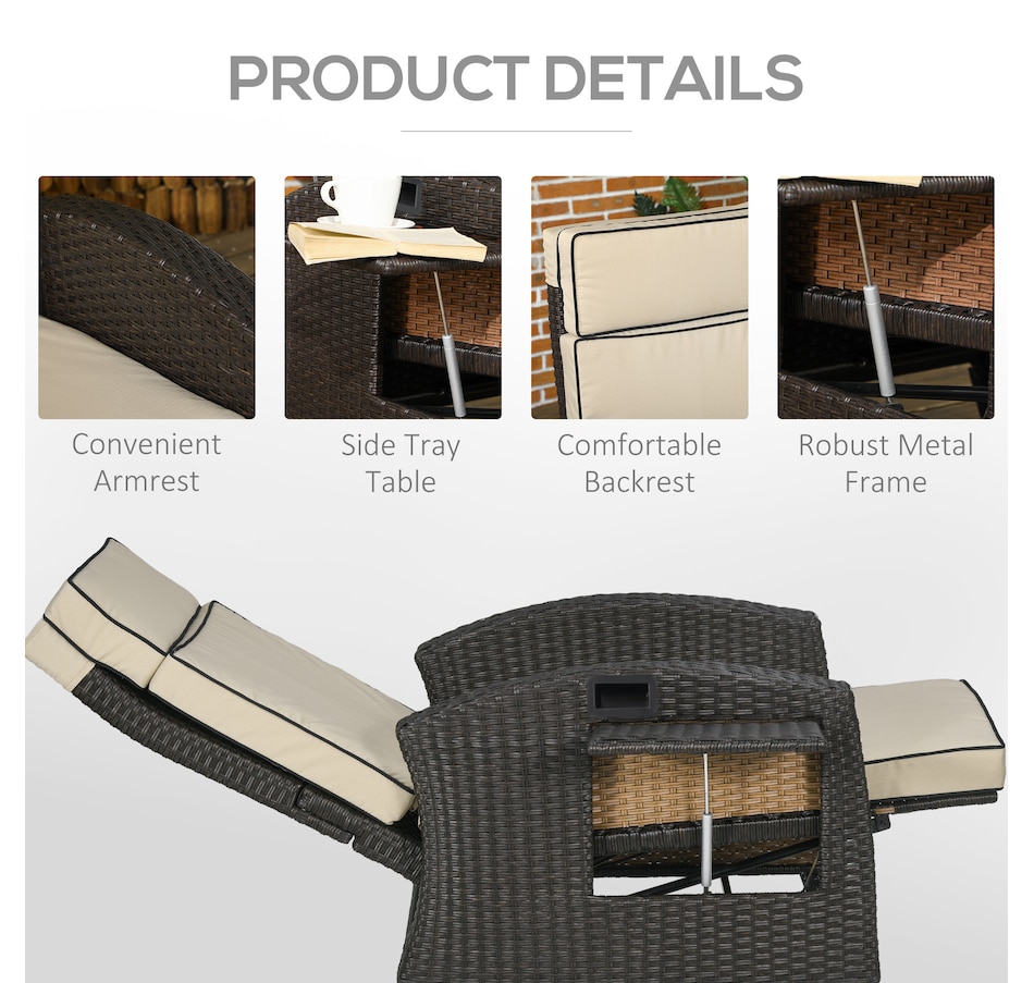 Image 938513_ALTMORE5.jpg, Product 938-513 / Price $309.99 - $319.99, Outsunny Outdoor Recliner Chair with Adjustable Backrest, Cushion from Outsunny on TSC.ca's Home & Garden department