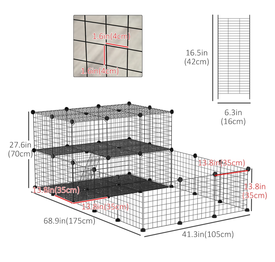 Image 938537_ALTMORE2.jpg, Product 938-537 / Price $74.99, PawHut Guinea Pig Rabbit Playpen, Customizable Portable Pen from PawHut on TSC.ca's Home & Garden department