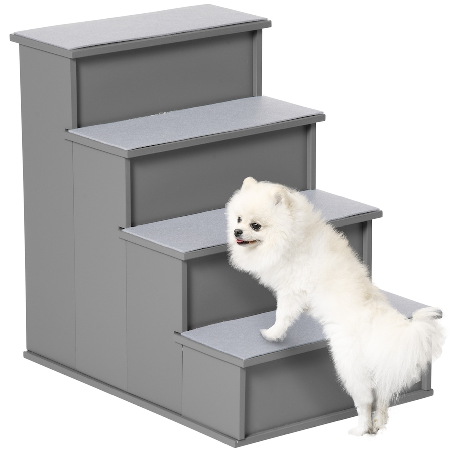 Image 938538.jpg, Product 938-538 / Price $71.99, PawHut Dog Steps for High Beds, 4-Level Wooden, Grey, 21.3" H from PawHut on TSC.ca's Home & Garden department