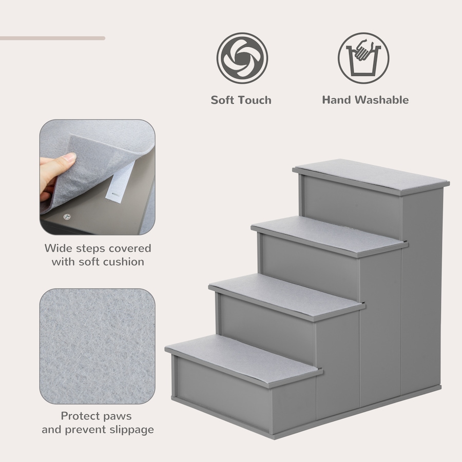 Image 938538_ALTMORE3.jpg, Product 938-538 / Price $71.99, PawHut Dog Steps for High Beds, 4-Level Wooden, Grey, 21.3" H from PawHut on TSC.ca's Home & Garden department