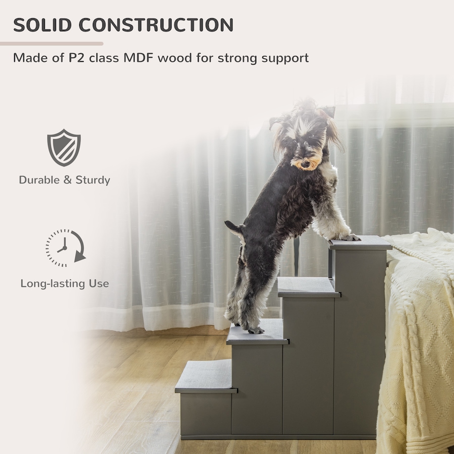Image 938538_ALTMORE5.jpg, Product 938-538 / Price $71.99, PawHut Dog Steps for High Beds, 4-Level Wooden, Grey, 21.3" H from PawHut on TSC.ca's Home & Garden department