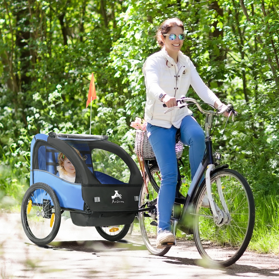 Image 938540_ALTMORE1.jpg, Product 938-540 / Price $208.99, Aosom 2 Seat Bike Trailer for Kids, Bicycle Trailer with Storage Bag, Blue from Aosom on TSC.ca's Toys & Hobbies department