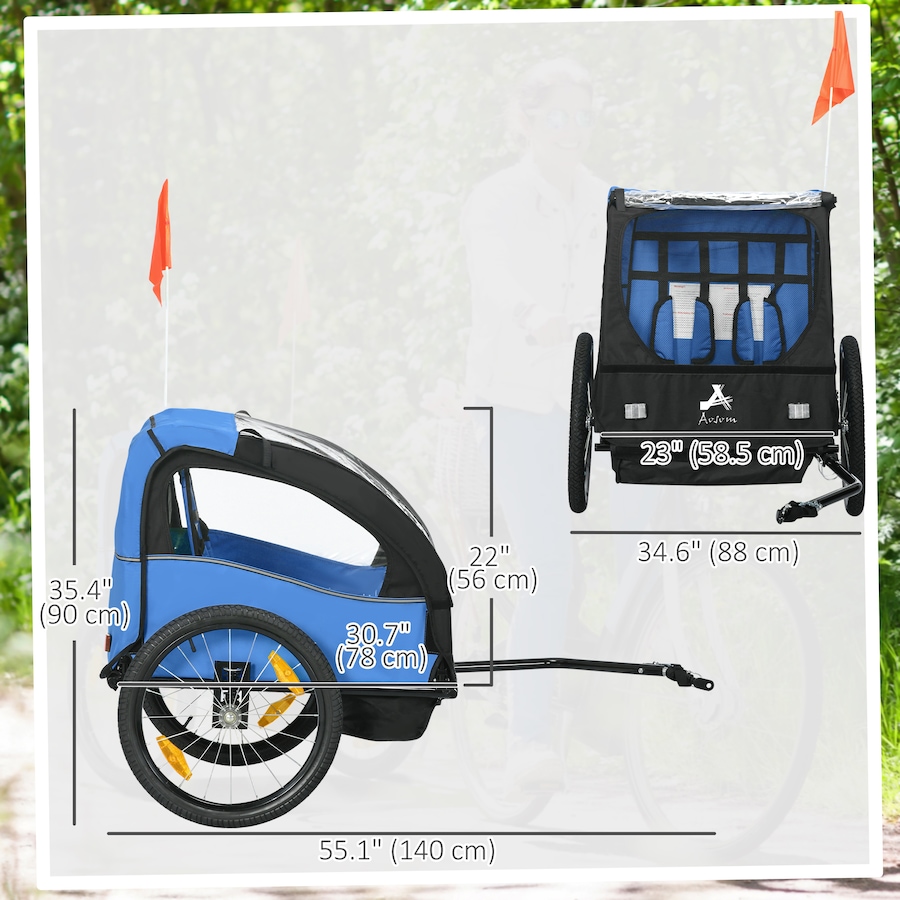 Image 938540_ALTMORE2.jpg, Product 938-540 / Price $208.99, Aosom 2 Seat Bike Trailer for Kids, Bicycle Trailer with Storage Bag, Blue from Aosom on TSC.ca's Toys & Hobbies department