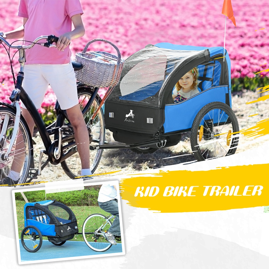 Image 938540_ALTMORE3.jpg, Product 938-540 / Price $208.99, Aosom 2 Seat Bike Trailer for Kids, Bicycle Trailer with Storage Bag, Blue from Aosom on TSC.ca's Toys & Hobbies department