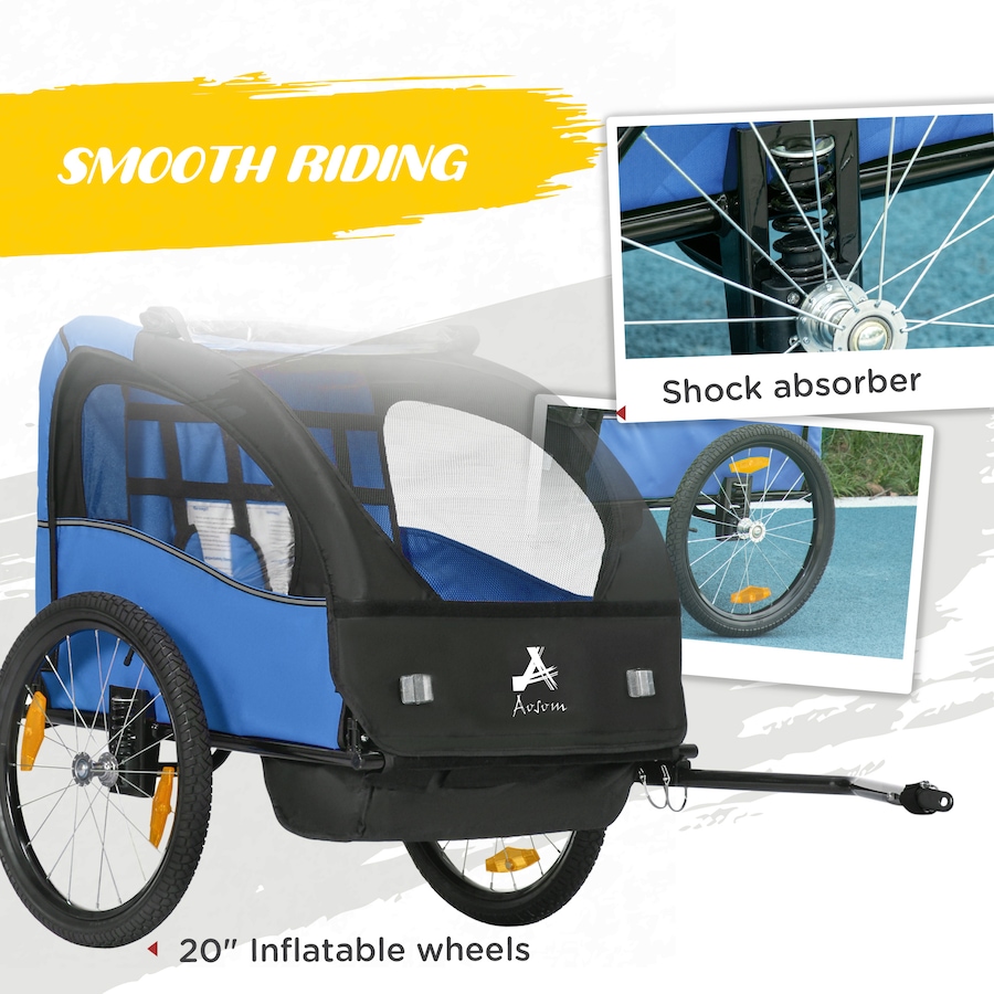 Image 938540_ALTMORE4.jpg, Product 938-540 / Price $208.99, Aosom 2 Seat Bike Trailer for Kids, Bicycle Trailer with Storage Bag, Blue from Aosom on TSC.ca's Toys & Hobbies department