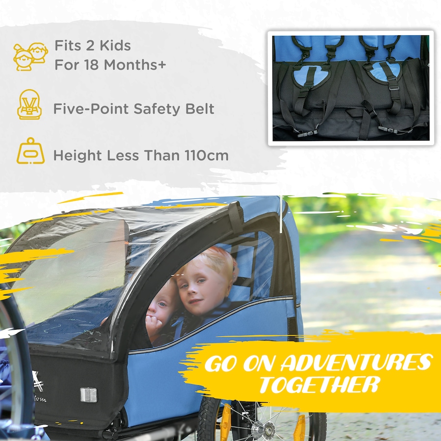 Image 938540_ALTMORE5.jpg, Product 938-540 / Price $208.99, Aosom 2 Seat Bike Trailer for Kids, Bicycle Trailer with Storage Bag, Blue from Aosom on TSC.ca's Toys & Hobbies department