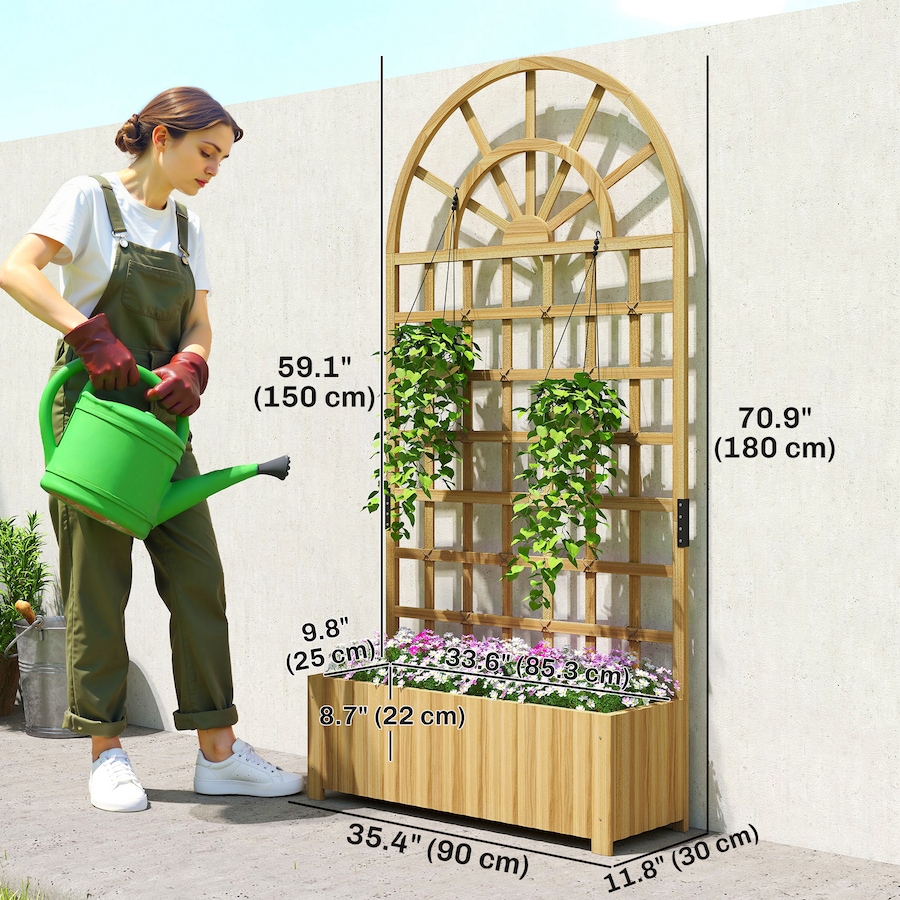Image 938550_ALTMORE10.jpg, Product 938-550 / Price $66.99 - $99.99, Outsunny Wooden Raised Garden Bed with Lattice Trellis for Climbing Plants from Outsunny on TSC.ca's Home & Garden department