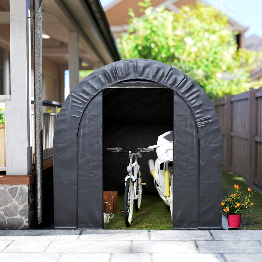 Image 938560_ALTMORE8.jpg, Product 938-560 / Price $169.99, Outsunny 6' x 8' Outdoor Storage Shed, Galvanised Steel Portable Bike Shed from Outsunny on TSC.ca's Home & Garden department