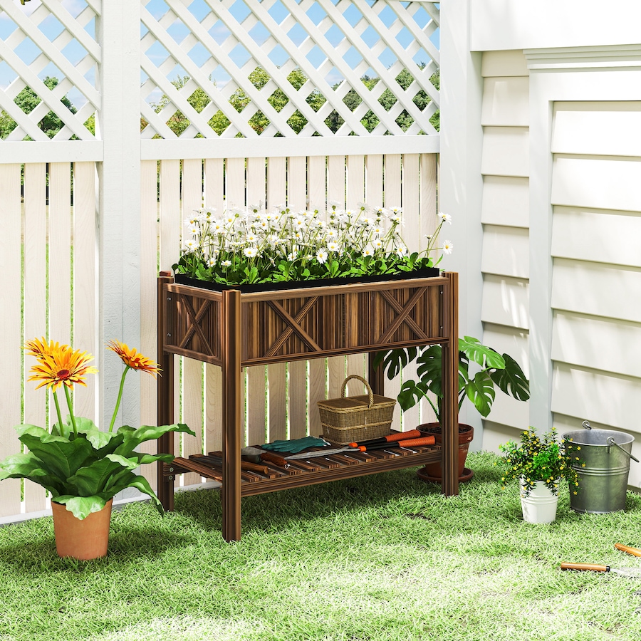 Image 938561_ALTMORE1.jpg, Product 938-561 / Price $109.99, Outsunny Wooden Raised Planter Box, Flower Bed, 34"x18"x30", Carbonized from Outsunny on TSC.ca's Home & Garden department