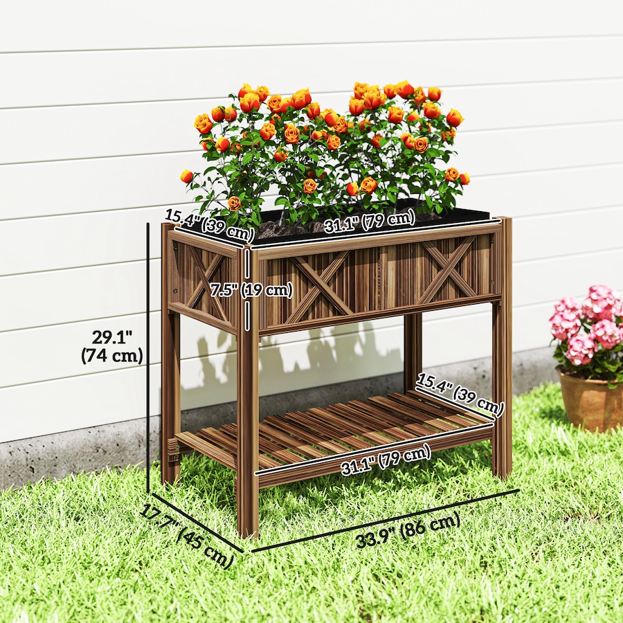Image 938561_ALTMORE2.jpg, Product 938-561 / Price $109.99, Outsunny Wooden Raised Planter Box, Flower Bed, 34"x18"x30", Carbonized from Outsunny on TSC.ca's Home & Garden department