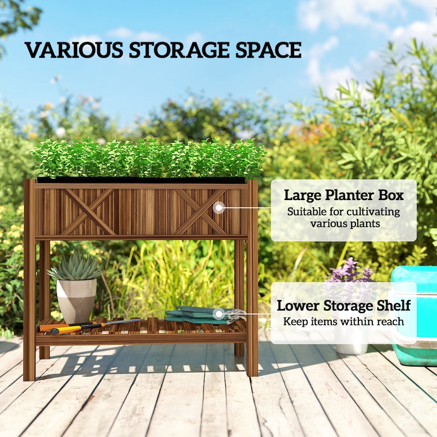 Image 938561_ALTMORE3.jpg, Product 938-561 / Price $109.99, Outsunny Wooden Raised Planter Box, Flower Bed, 34"x18"x30", Carbonized from Outsunny on TSC.ca's Home & Garden department