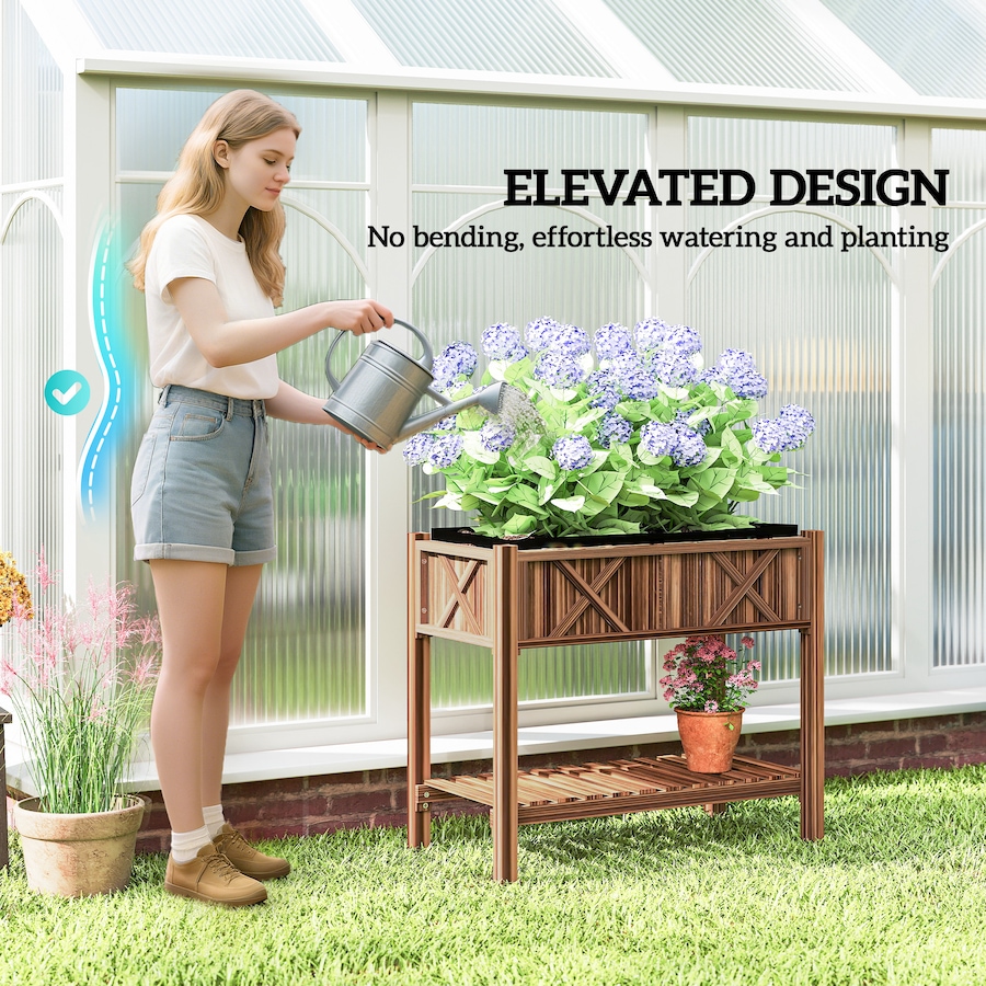 Image 938561_ALTMORE5.jpg, Product 938-561 / Price $109.99, Outsunny Wooden Raised Planter Box, Flower Bed, 34"x18"x30", Carbonized from Outsunny on TSC.ca's Home & Garden department