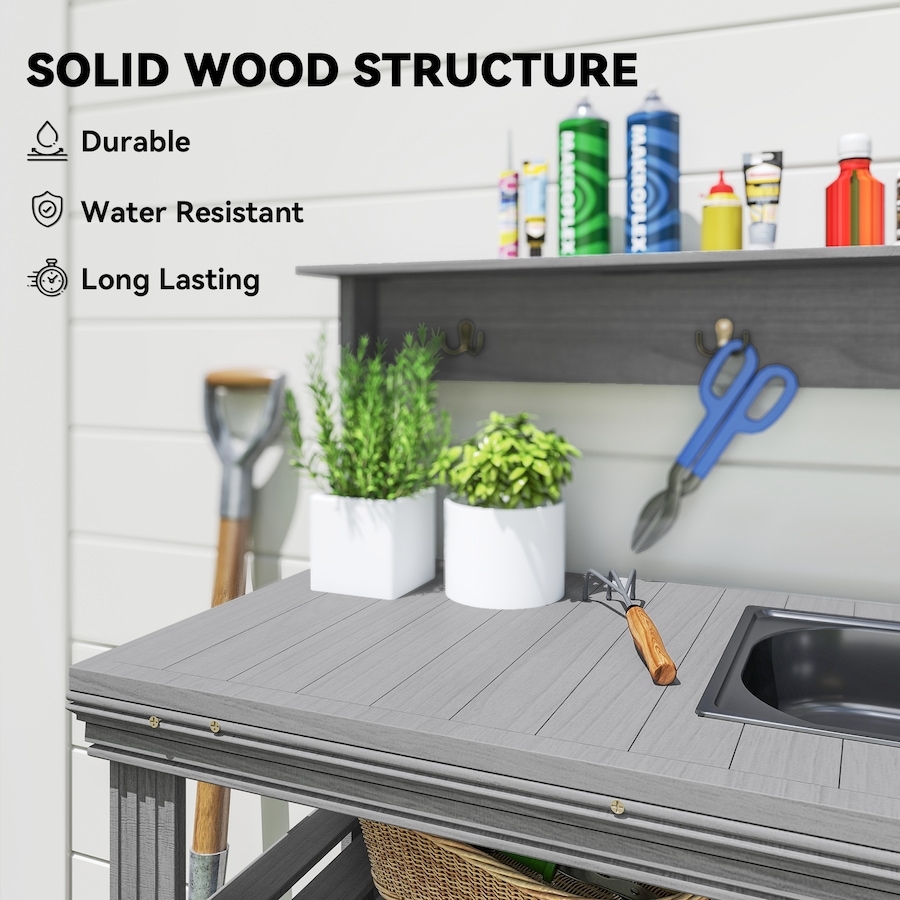 Image 938563_ALTMORE5.jpg, Product 938-563 / Price $169.99, Outsunny Potting Benches for Outside with Faucet, Removable Sink, Shelves from Outsunny on TSC.ca's Home & Garden department