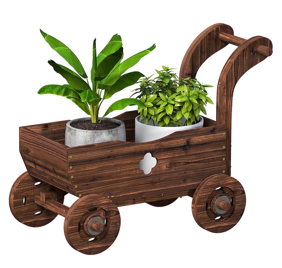 Image 938564.jpg, Product 938-564 / Price $64.99, Outsunny Wagon Flower Planter Cart with Wheels, Wood Garden Wagon Decor from Outsunny on TSC.ca's Home & Garden department