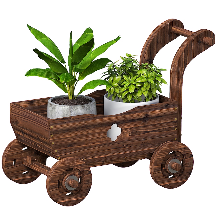Image 938564.jpg, Product 938-564 / Price $69.99, Outsunny Wagon Flower Planter Cart with Wheels, Wood Garden Wagon Decor from Outsunny on TSC.ca's Home & Garden department
