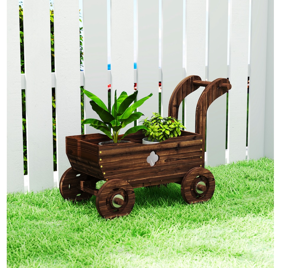 Image 938564_ALTMORE1.jpg, Product 938-564 / Price $64.99, Outsunny Wagon Flower Planter Cart with Wheels, Wood Garden Wagon Decor from Outsunny on TSC.ca's Home & Garden department