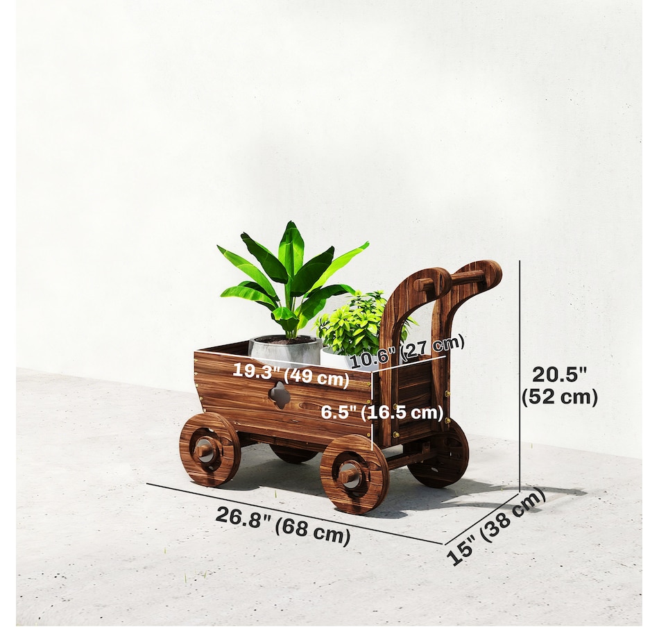Image 938564_ALTMORE2.jpg, Product 938-564 / Price $64.99, Outsunny Wagon Flower Planter Cart with Wheels, Wood Garden Wagon Decor from Outsunny on TSC.ca's Home & Garden department