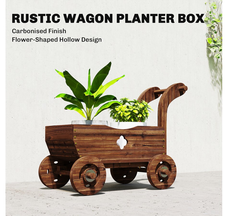 Image 938564_ALTMORE3.jpg, Product 938-564 / Price $64.99, Outsunny Wagon Flower Planter Cart with Wheels, Wood Garden Wagon Decor from Outsunny on TSC.ca's Home & Garden department