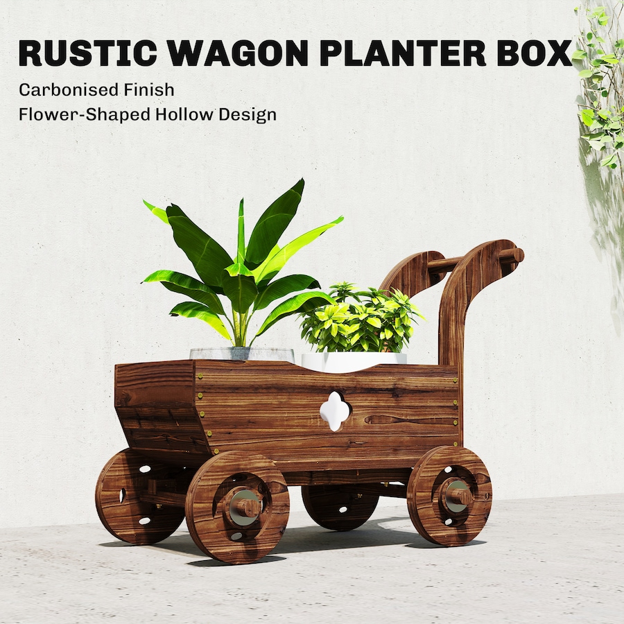 Image 938564_ALTMORE3.jpg, Product 938-564 / Price $69.99, Outsunny Wagon Flower Planter Cart with Wheels, Wood Garden Wagon Decor from Outsunny on TSC.ca's Home & Garden department