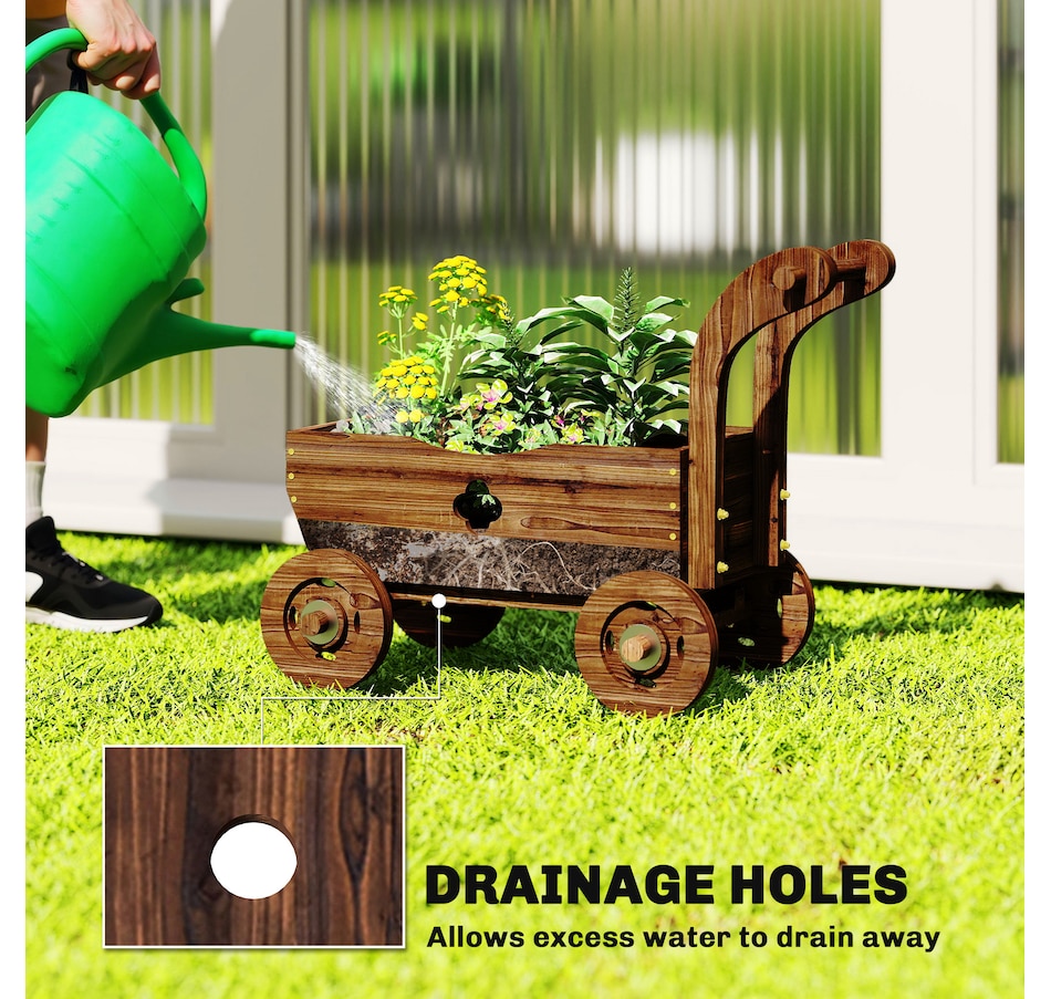 Image 938564_ALTMORE4.jpg, Product 938-564 / Price $64.99, Outsunny Wagon Flower Planter Cart with Wheels, Wood Garden Wagon Decor from Outsunny on TSC.ca's Home & Garden department