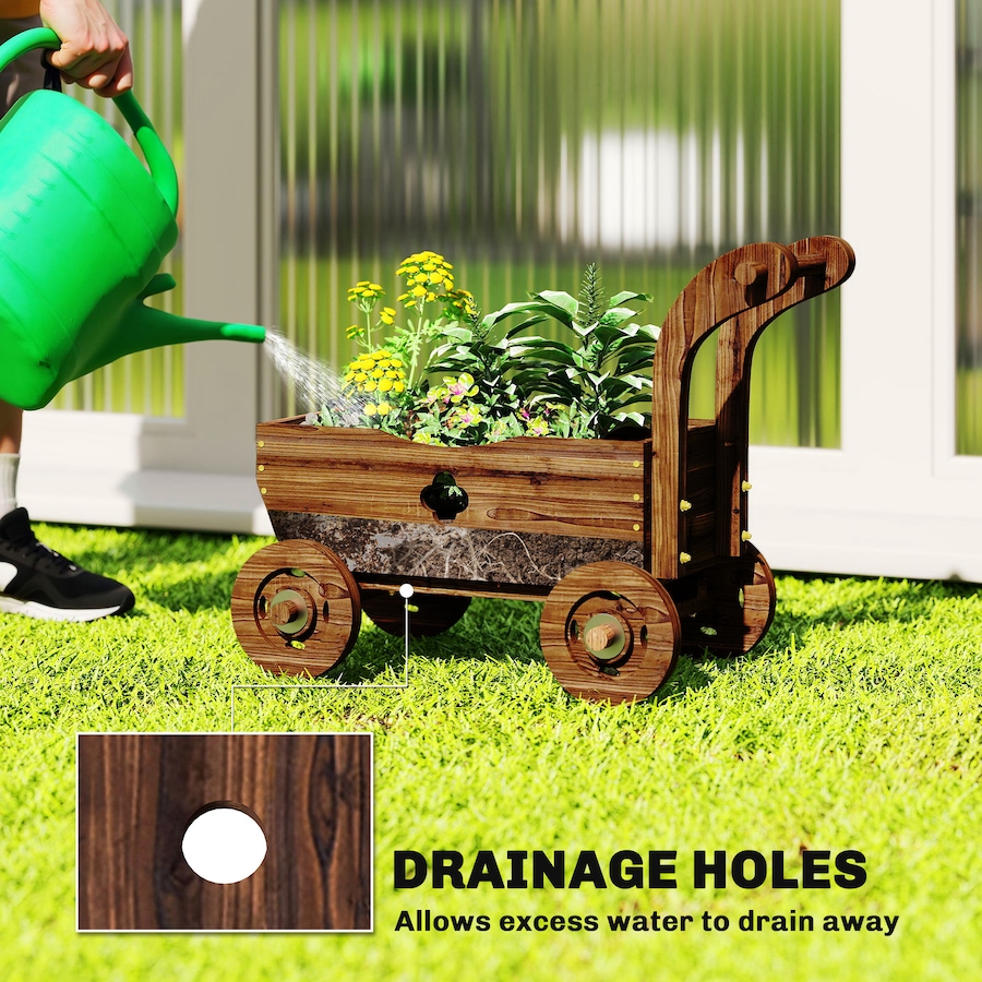 Image 938564_ALTMORE4.jpg, Product 938-564 / Price $69.99, Outsunny Wagon Flower Planter Cart with Wheels, Wood Garden Wagon Decor from Outsunny on TSC.ca's Home & Garden department
