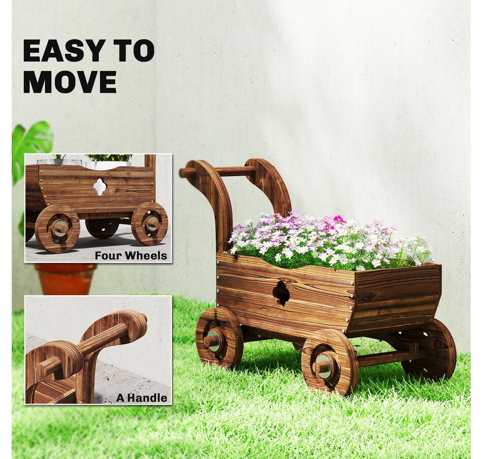 Image 938564_ALTMORE5.jpg, Product 938-564 / Price $64.99, Outsunny Wagon Flower Planter Cart with Wheels, Wood Garden Wagon Decor from Outsunny on TSC.ca's Home & Garden department
