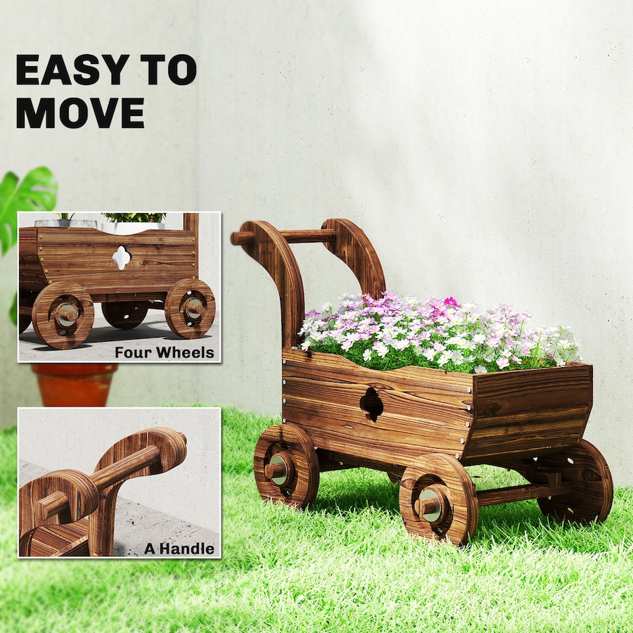 Image 938564_ALTMORE5.jpg, Product 938-564 / Price $69.99, Outsunny Wagon Flower Planter Cart with Wheels, Wood Garden Wagon Decor from Outsunny on TSC.ca's Home & Garden department