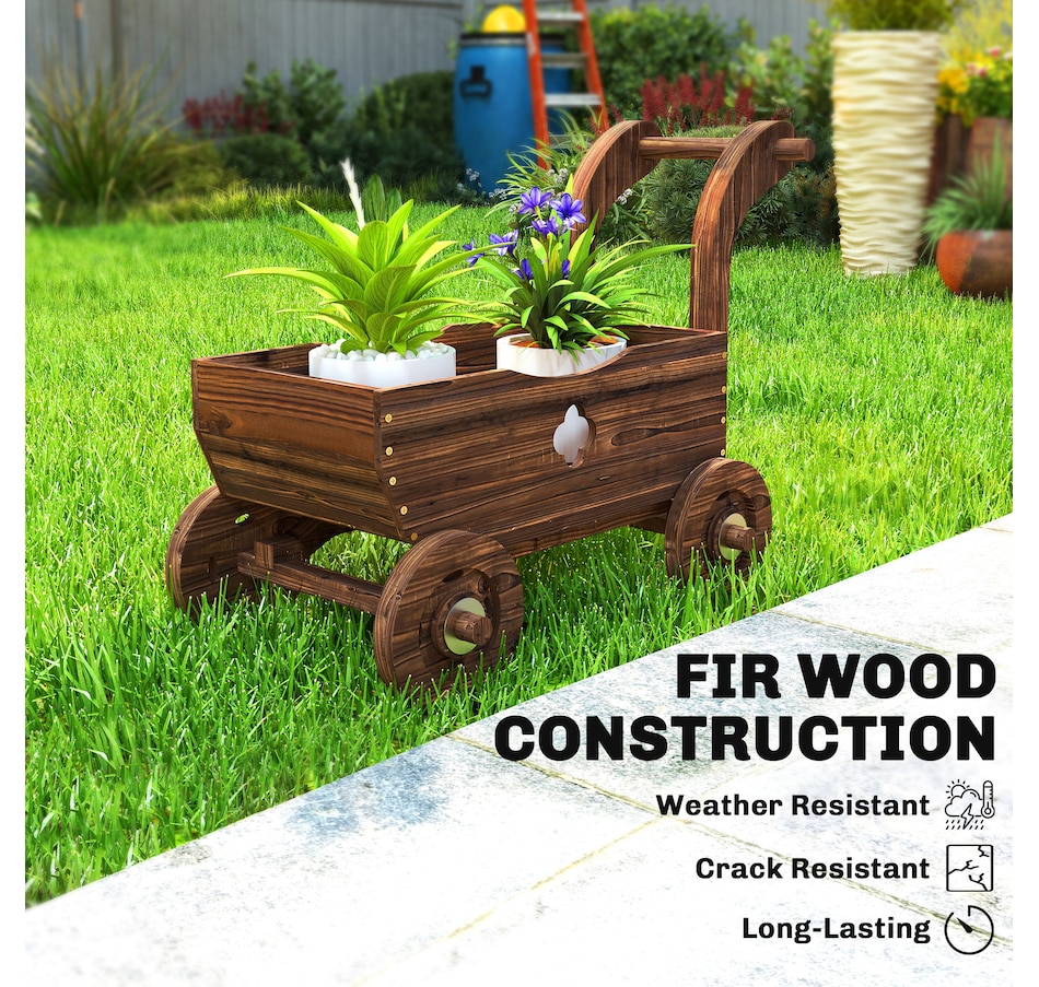 Image 938564_ALTMORE6.jpg, Product 938-564 / Price $64.99, Outsunny Wagon Flower Planter Cart with Wheels, Wood Garden Wagon Decor from Outsunny on TSC.ca's Home & Garden department