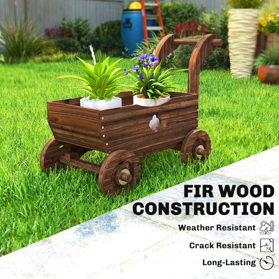 Image 938564_ALTMORE6.jpg, Product 938-564 / Price $69.99, Outsunny Wagon Flower Planter Cart with Wheels, Wood Garden Wagon Decor from Outsunny on TSC.ca's Home & Garden department