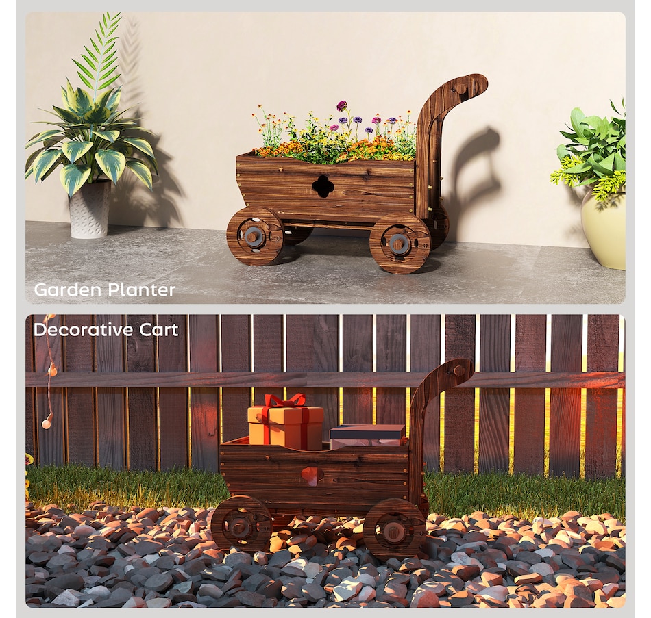 Image 938564_ALTMORE7.jpg, Product 938-564 / Price $64.99, Outsunny Wagon Flower Planter Cart with Wheels, Wood Garden Wagon Decor from Outsunny on TSC.ca's Home & Garden department