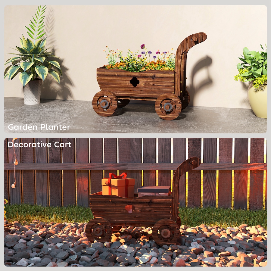 Image 938564_ALTMORE7.jpg, Product 938-564 / Price $69.99, Outsunny Wagon Flower Planter Cart with Wheels, Wood Garden Wagon Decor from Outsunny on TSC.ca's Home & Garden department