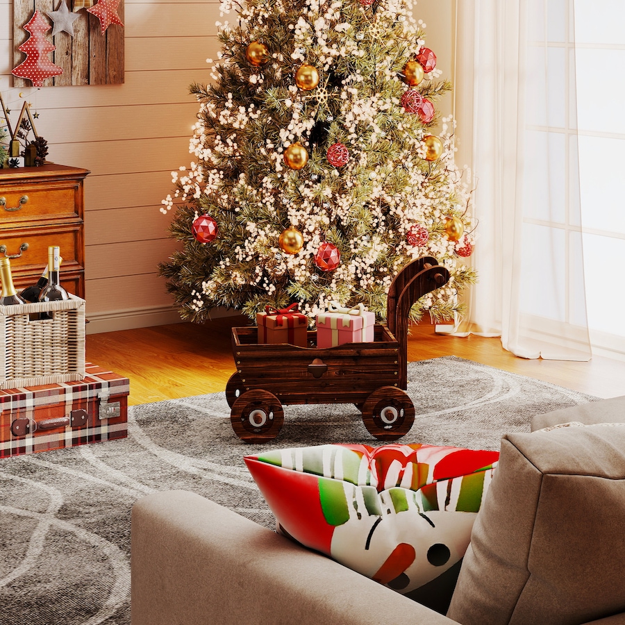 Image 938564_ALTMORE8.jpg, Product 938-564 / Price $69.99, Outsunny Wagon Flower Planter Cart with Wheels, Wood Garden Wagon Decor from Outsunny on TSC.ca's Home & Garden department