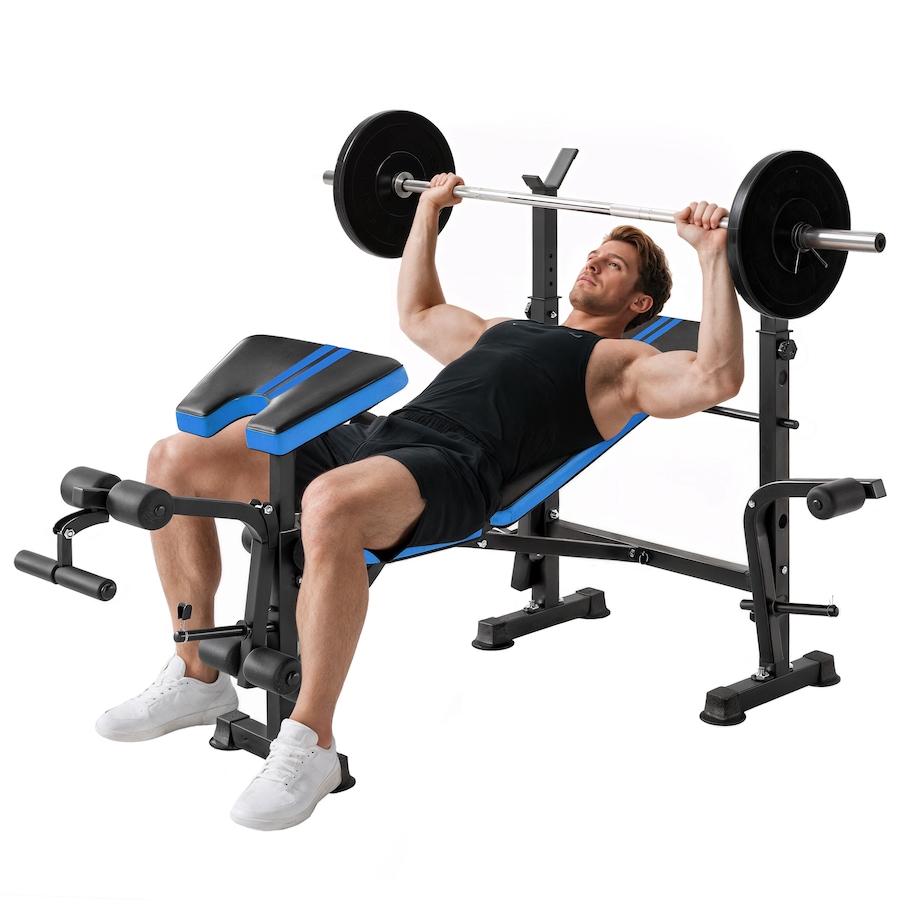 Image 938572.jpg, Product 938-572 / Price $149.99, Soozier Adjustable Weight Bench with Leg Extension, Home Gym Bench, Blue from Soozier on TSC.ca's Health & Fitness department