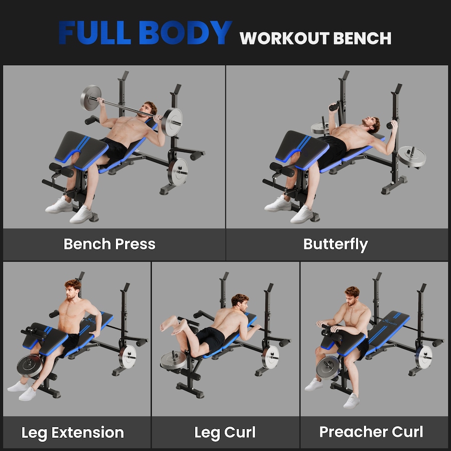 Image 938572_ALTMORE11.jpg, Product 938-572 / Price $149.99, Soozier Adjustable Weight Bench with Leg Extension, Home Gym Bench, Blue from Soozier on TSC.ca's Health & Fitness department