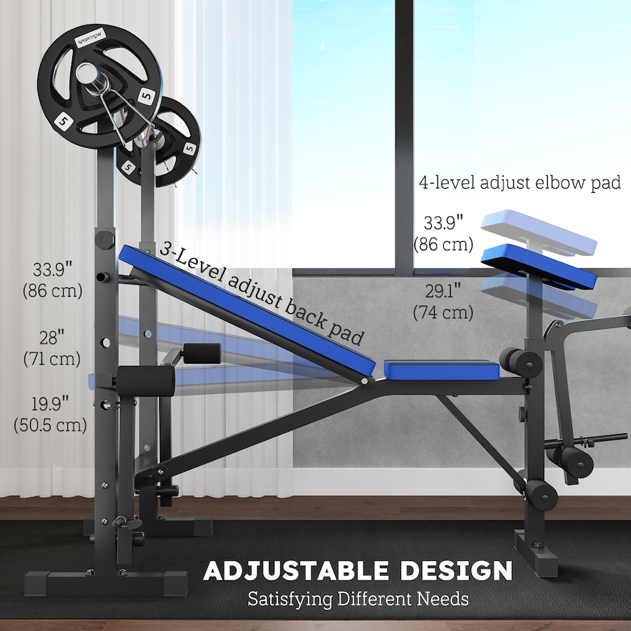 Image 938572_ALTMORE4.jpg, Product 938-572 / Price $149.99, Soozier Adjustable Weight Bench with Leg Extension, Home Gym Bench, Blue from Soozier on TSC.ca's Health & Fitness department