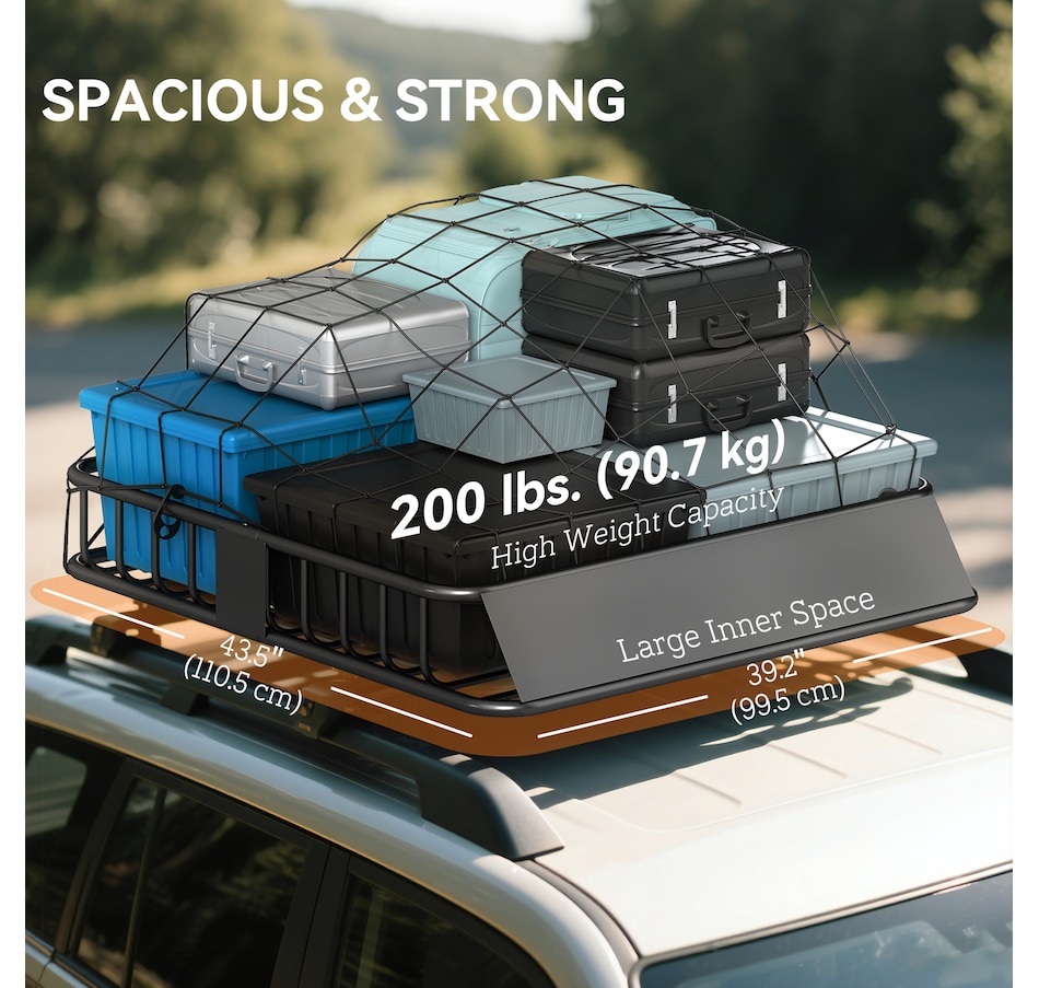 Image 938573_ALTMORE3.jpg, Product 938-573 / Price $139.99, HOMCOM Universal Roof Rack Basket, 200lbs Steel Roof Rack Cargo Carrier from HOMCOM on TSC.ca's Home & Garden department